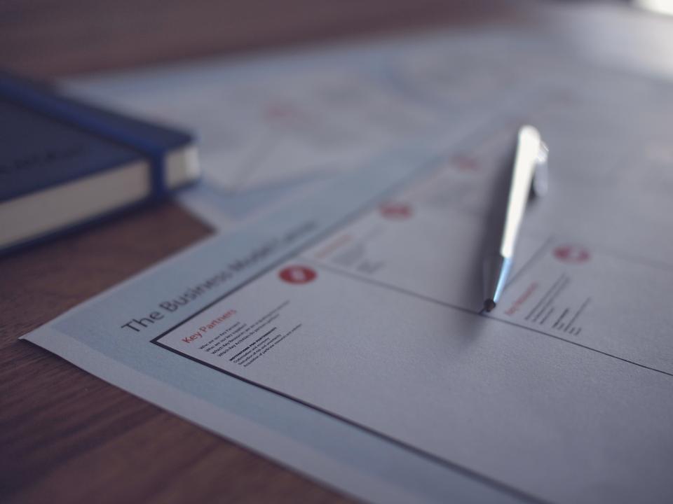 Office documents and stationery on a desk